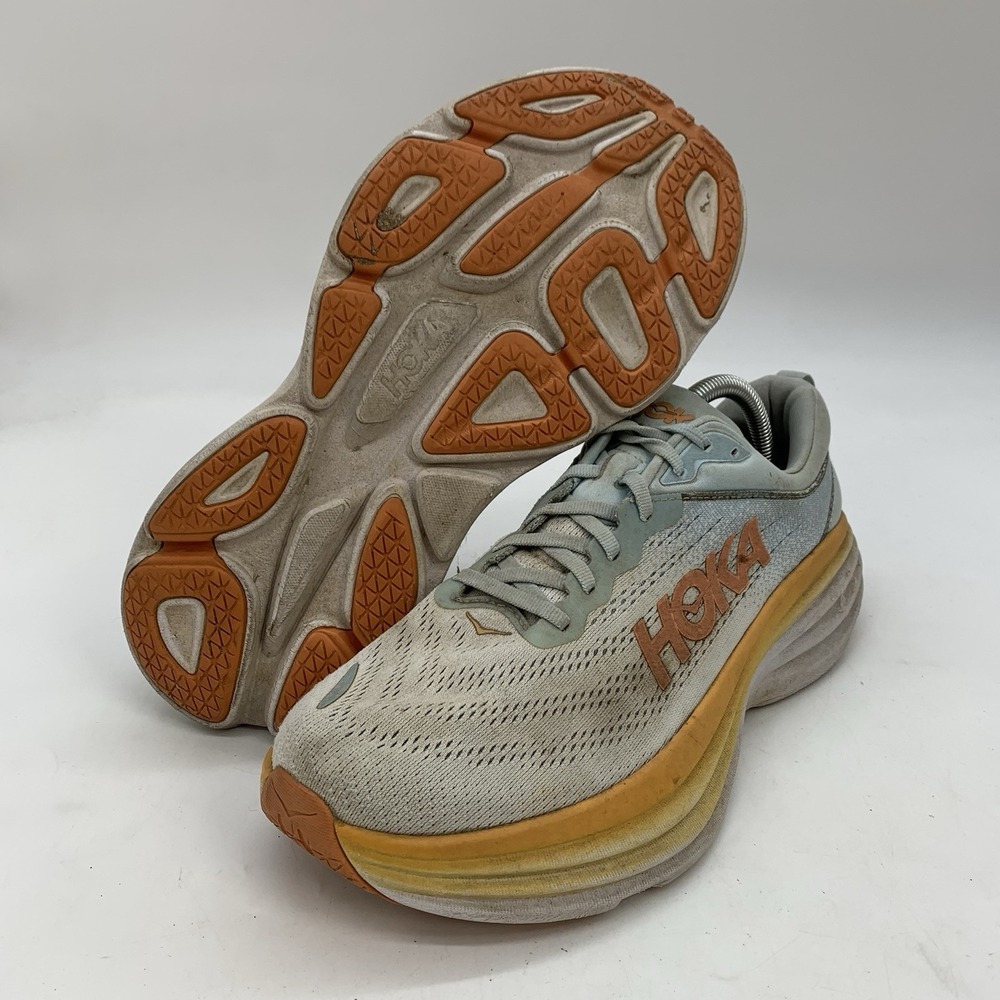 Hoka One Bondi 8 Shoes Womens 10.5 D Wide Grey Running Lace Up Supportive